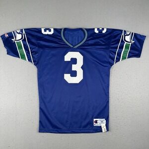 Vintage 90s Champion Seattle Seahawks Rick Mirer Jersey #3 Men's 44 Blue NWT